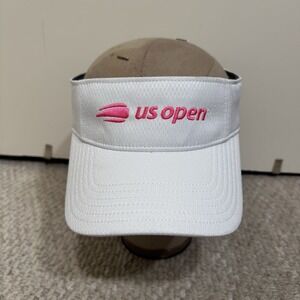 US Open Tennis Women's Under Armour White Visor Hat with Pink Embroidered - NWT